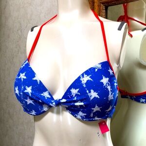 New Xhilaration women’s padded bikini top. XL. Red white and blue with stars.